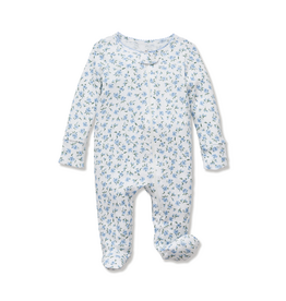 Petite Plume Infant Pointelle Romper, Blue Floral