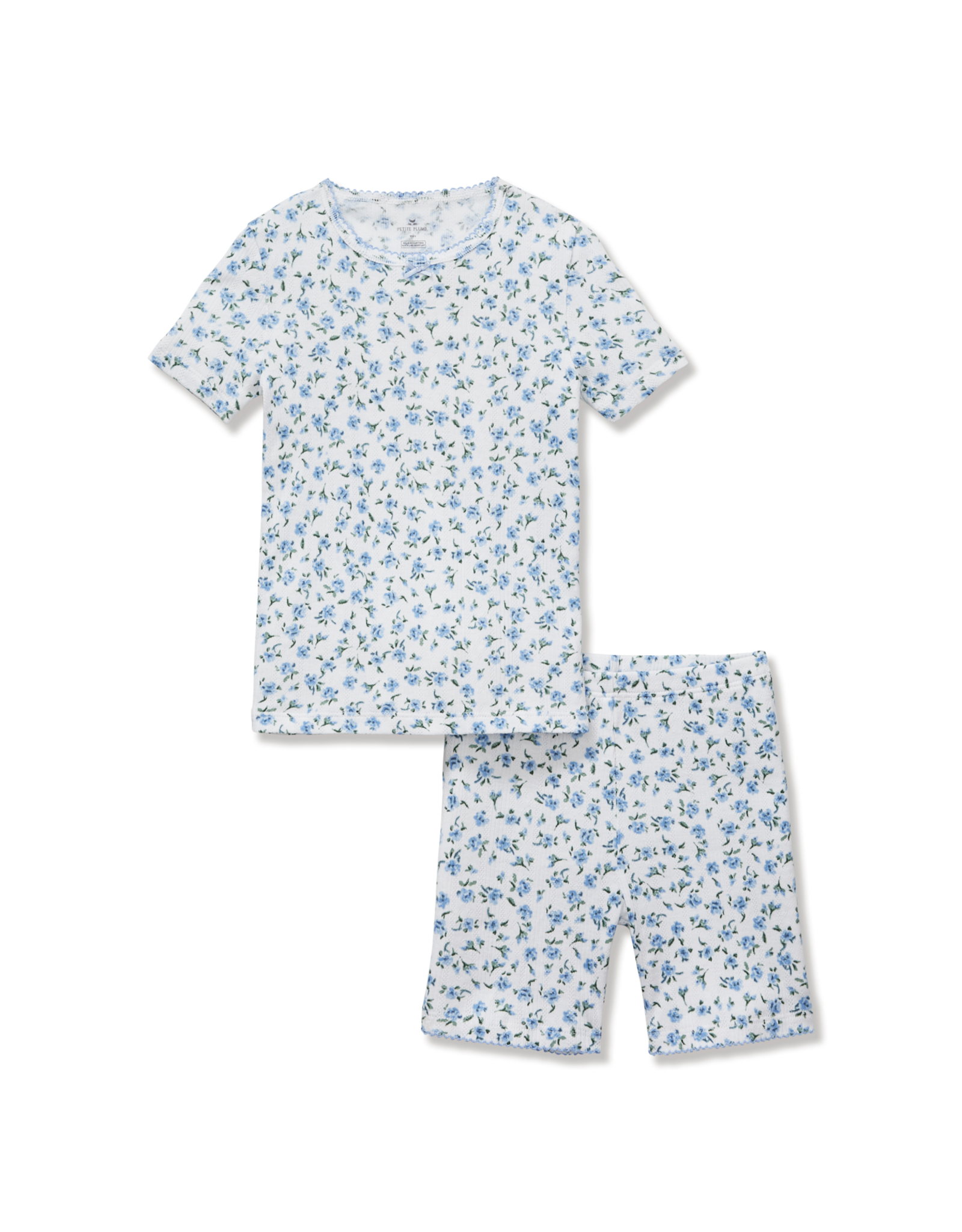 Petite Plume Pointelle Short Set, Blue Floral
