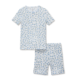 Petite Plume Pointelle Short Set, Blue Floral