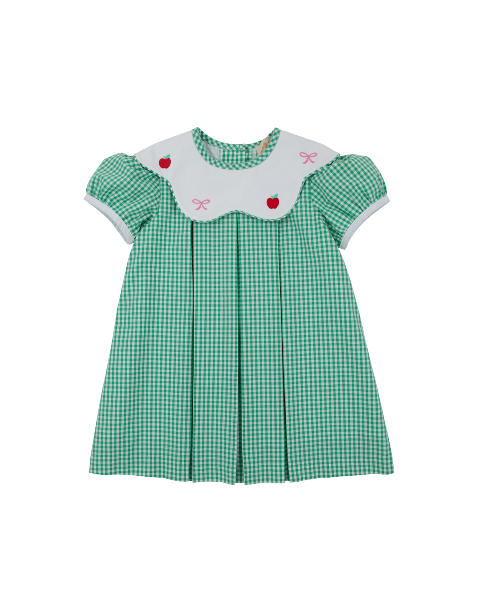 The Beaufort Bonnet Company Frenchy Frock Dress - Green Gingham with Apples