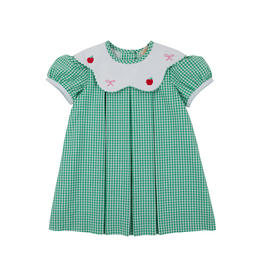 The Beaufort Bonnet Company Frenchy Frock Dress - Green Gingham with Apples