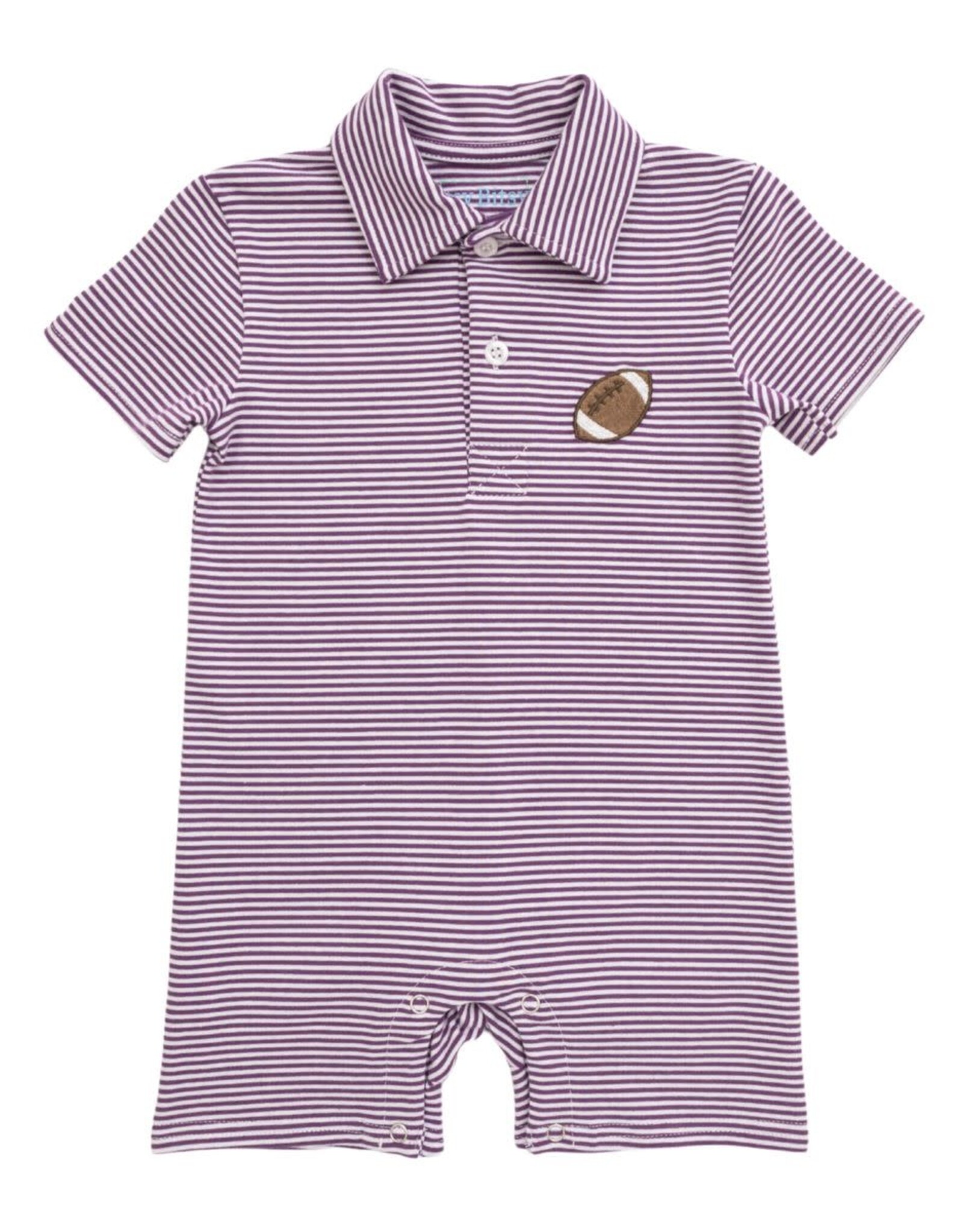 Itsy Bitsy Purple Stripe Football Polo Romper
