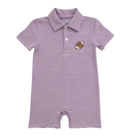 Itsy Bitsy Purple Stripe Football Polo Romper