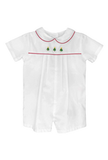 Petit Ami White Christmas Tree Embroidered Romper