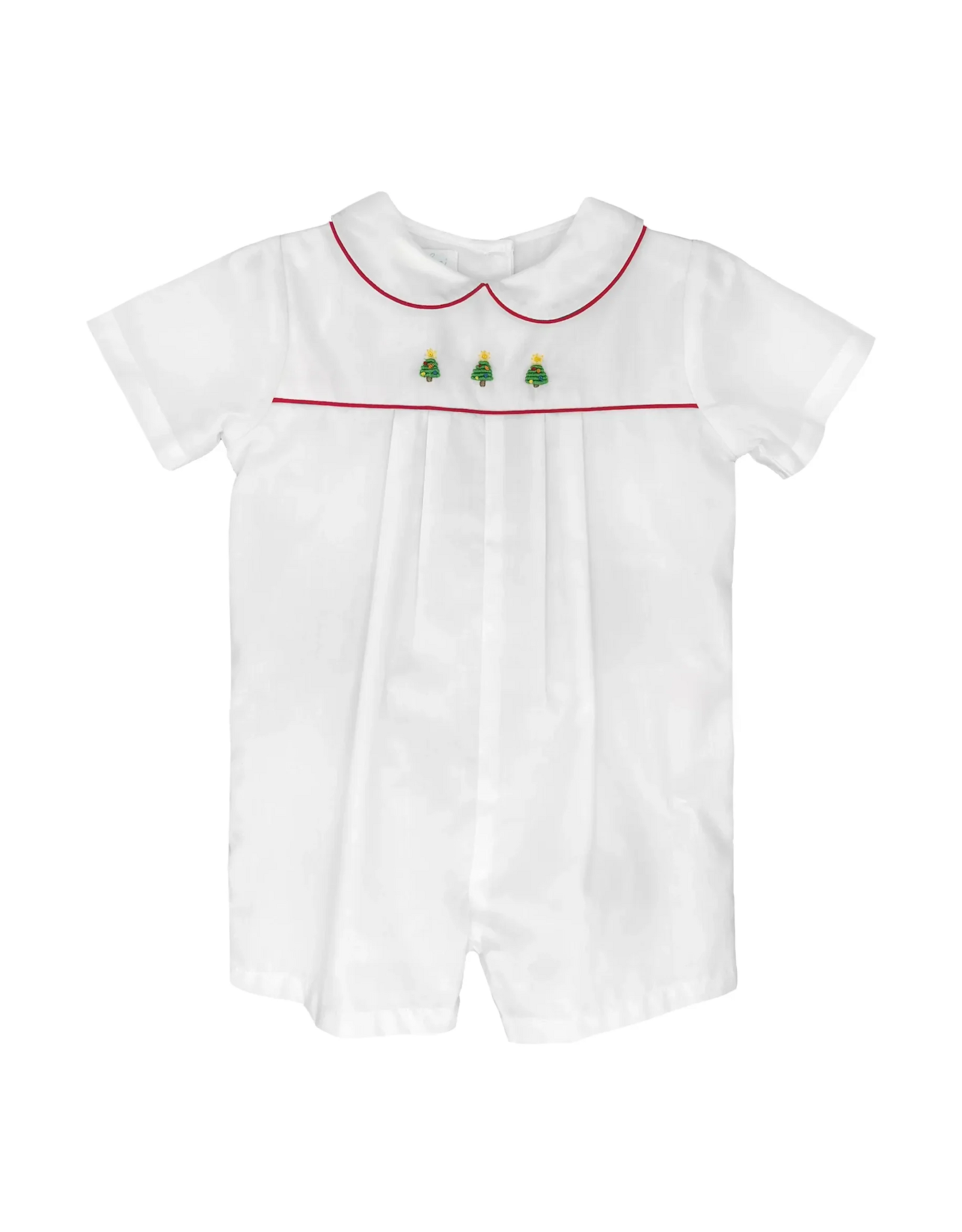 Petit Ami White Christmas Tree Embroidered Romper