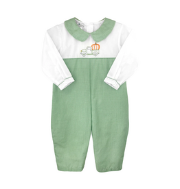 Petit Ami Green Gingham Pumpkin Truck Longall