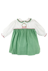 Petit Ami Green Houndstooth Christmas Wreath Dress
