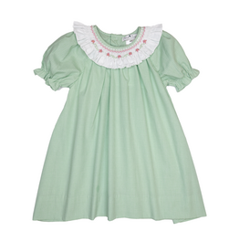 Petit Ami Green Gingham Smocked Collard Dress