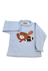 Luigi Sky Blue Roll Neck Sweater, Baseball/ Football