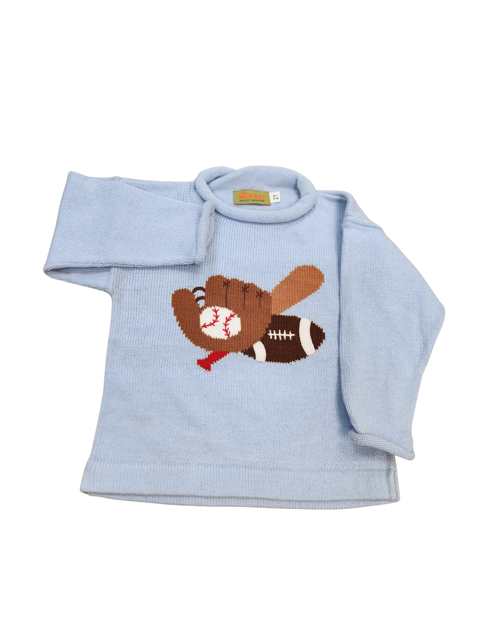 Luigi Sky Blue Roll Neck Sweater, Baseball/ Football