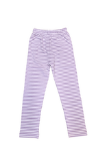 Luigi Straight Leggings Lavender and White Stripe