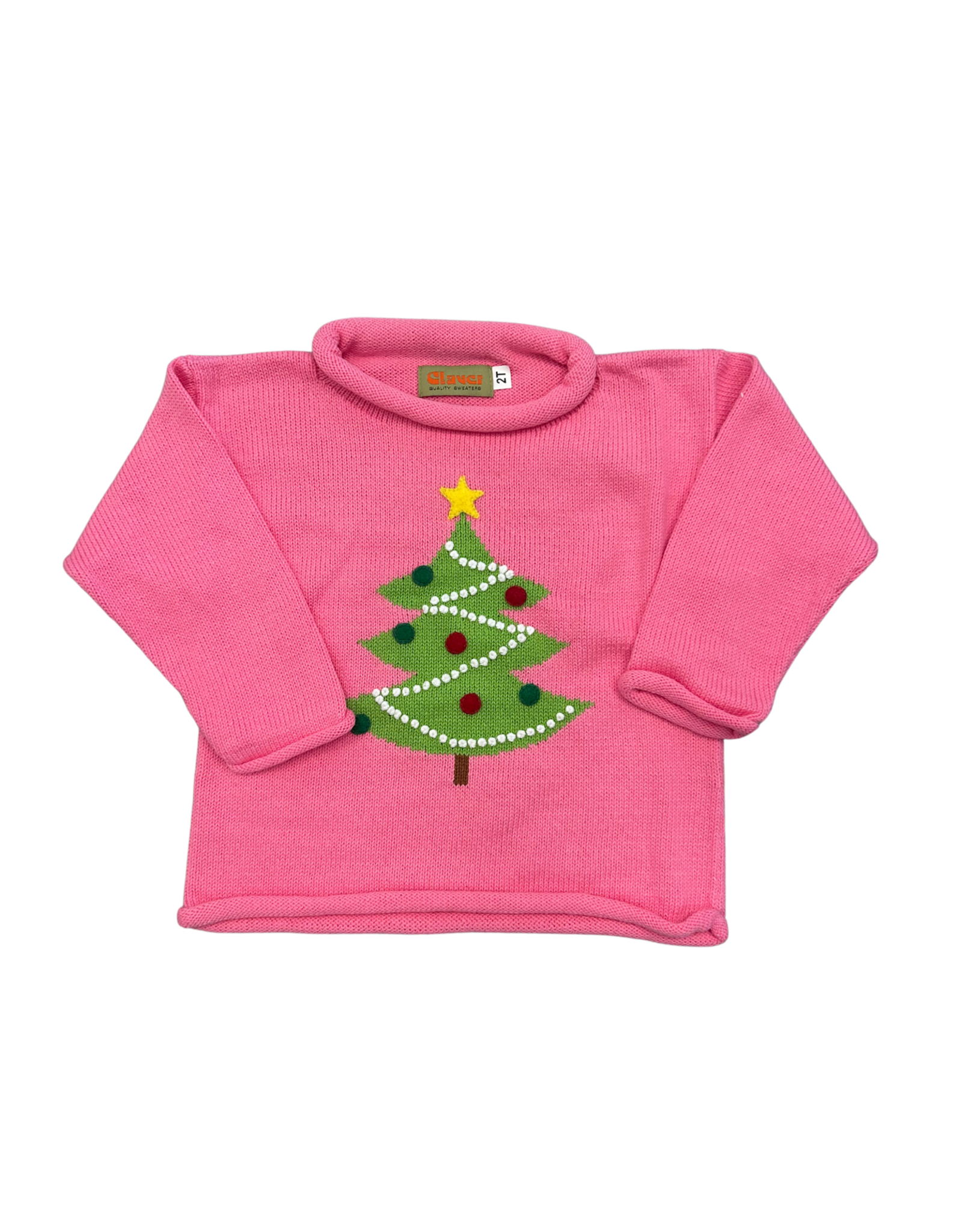Claver Lt Bubblegum Roll Neck Sweater, X-mas Tree w/ Lights