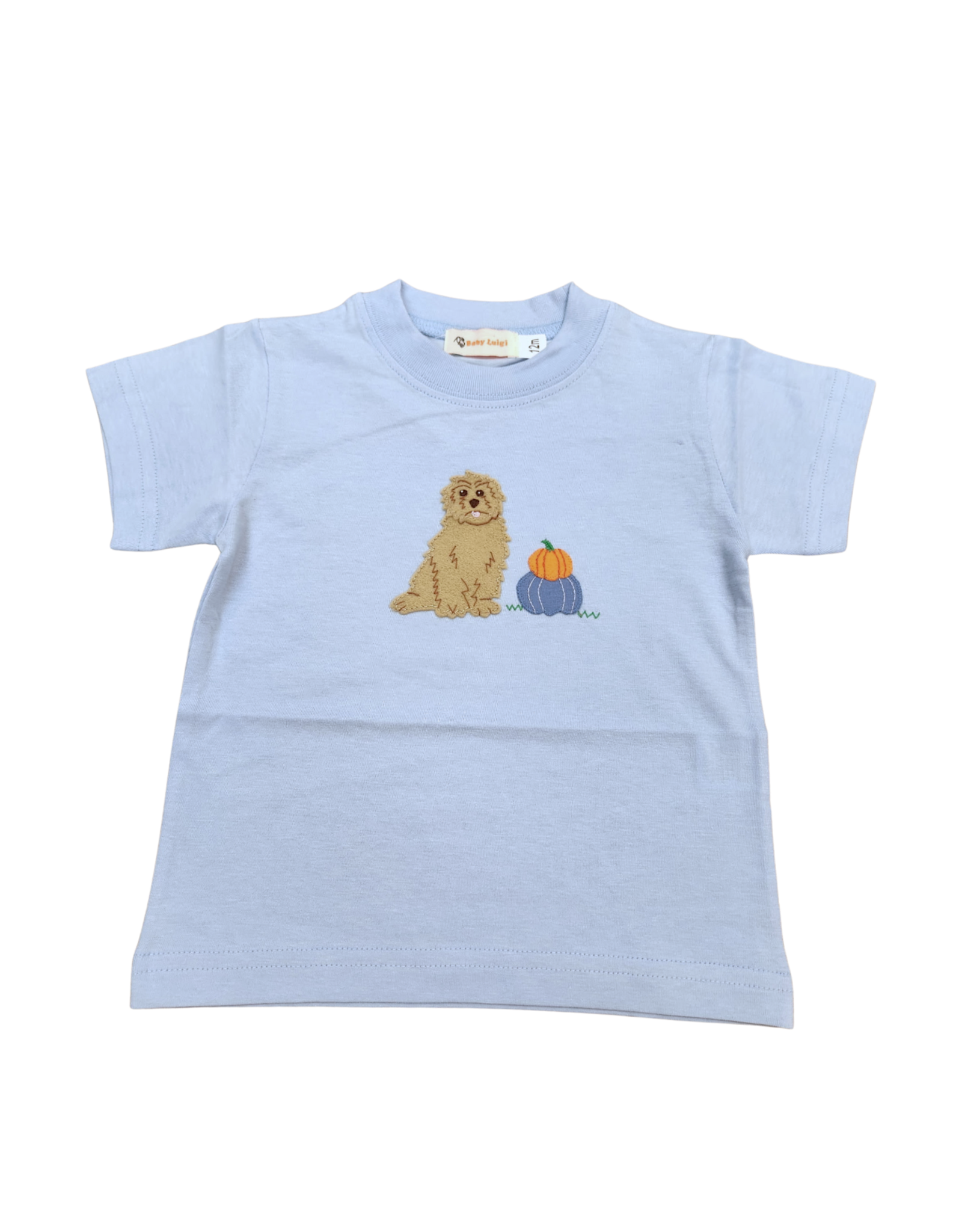 Luigi Lt Sky Blue SS Tshirt, Doodle/ Pumpkin