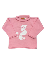 Claver Lt Pink Roll Neck Sweater, Poodle Sitting w/ Bow