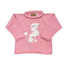 Claver Lt Pink Roll Neck Sweater, Poodle Sitting w/ Bow