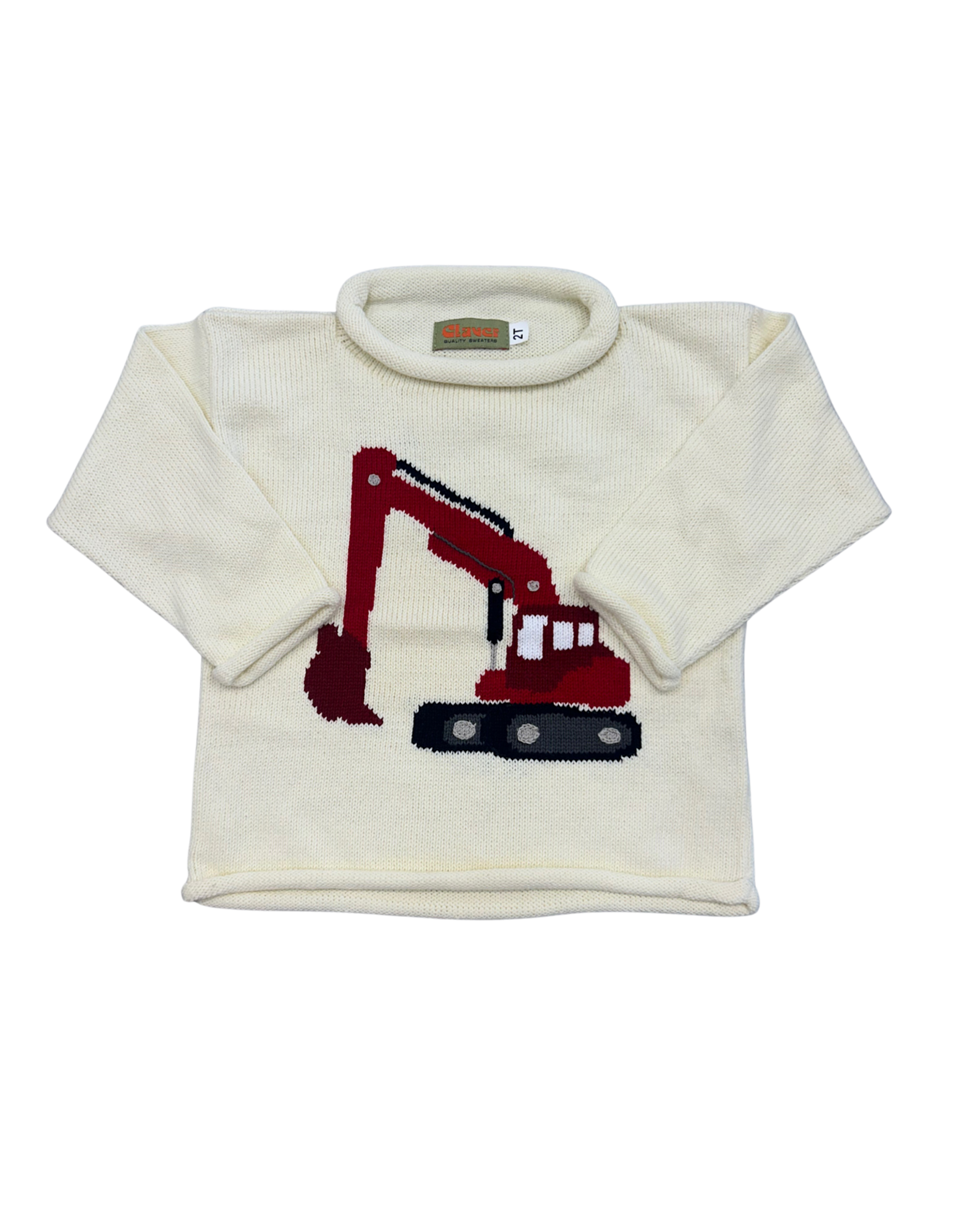 Claver Ivory Roll Neck Sweater, Large Excavator