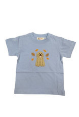 Luigi Lt Sky Blue SS Tshirt, Doodle/ Leaves