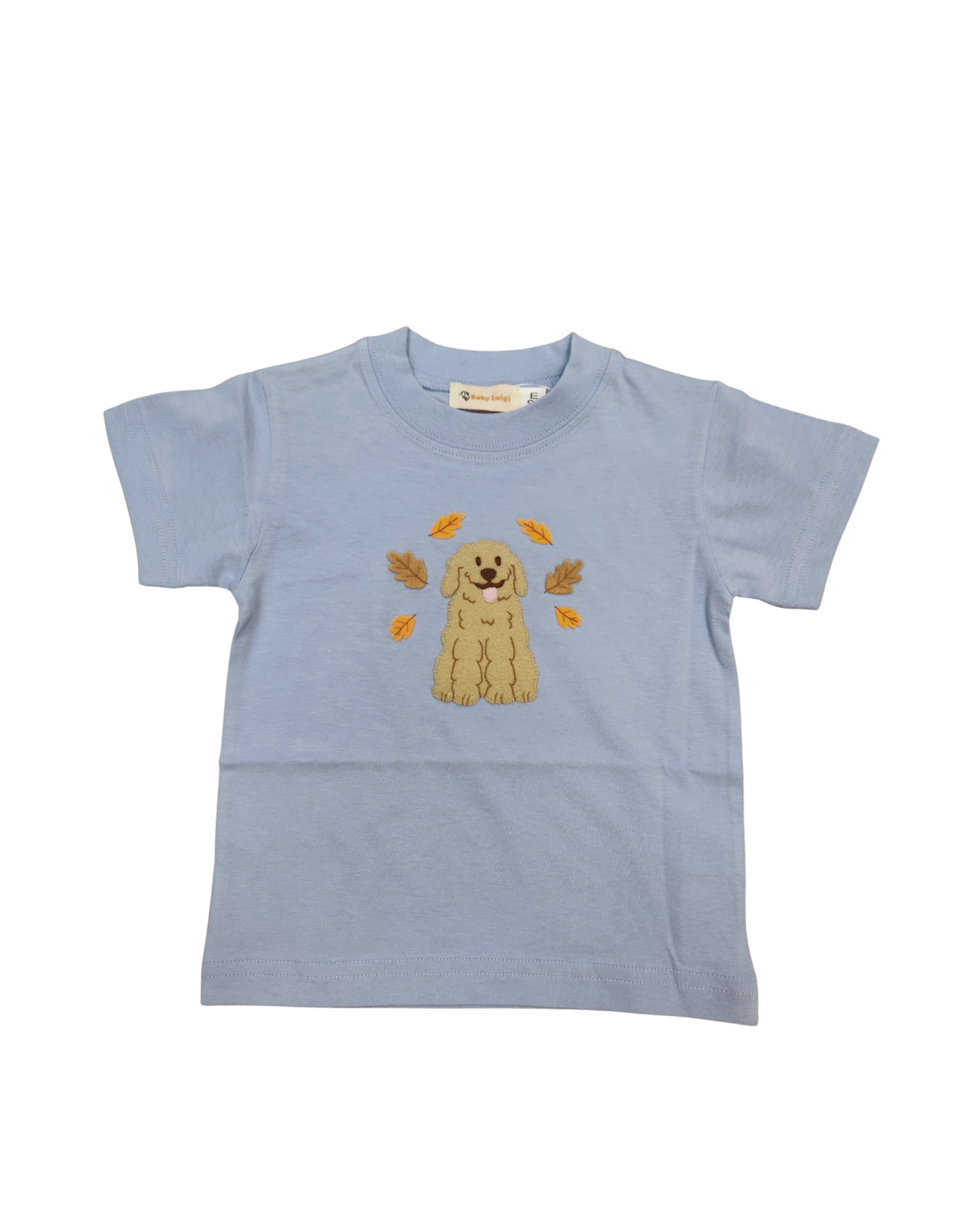Luigi Lt Sky Blue SS Tshirt, Doodle/ Leaves