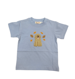 Luigi Lt Sky Blue SS Tshirt, Doodle/ Leaves