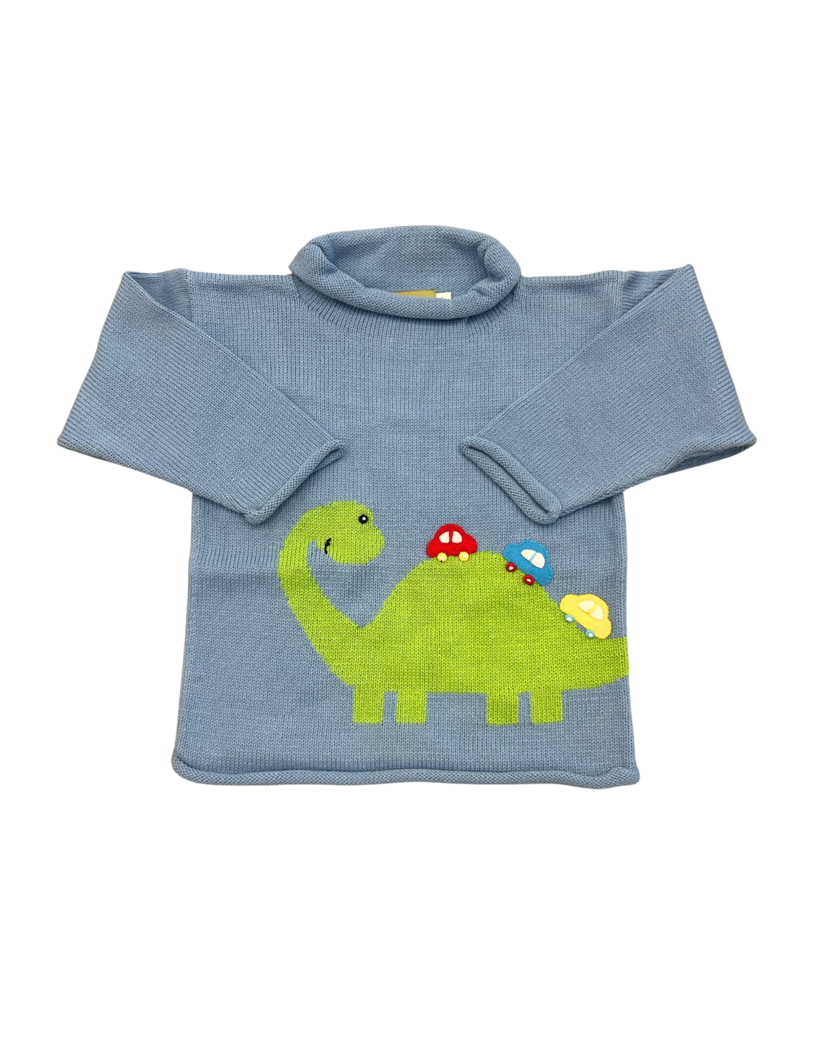 Claver Chambray Roll Neck Sweater, Brachiosaurus w/ Cars