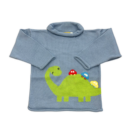 Claver Chambray Roll Neck Sweater, Brachiosaurus w/ Cars