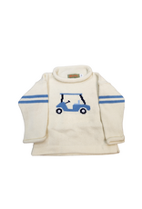 Luigi Ivory Roll Neck Sweater, Blue Golf Cart