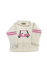Luigi Ivory Roll Neck Sweater, Pink Golf Cart