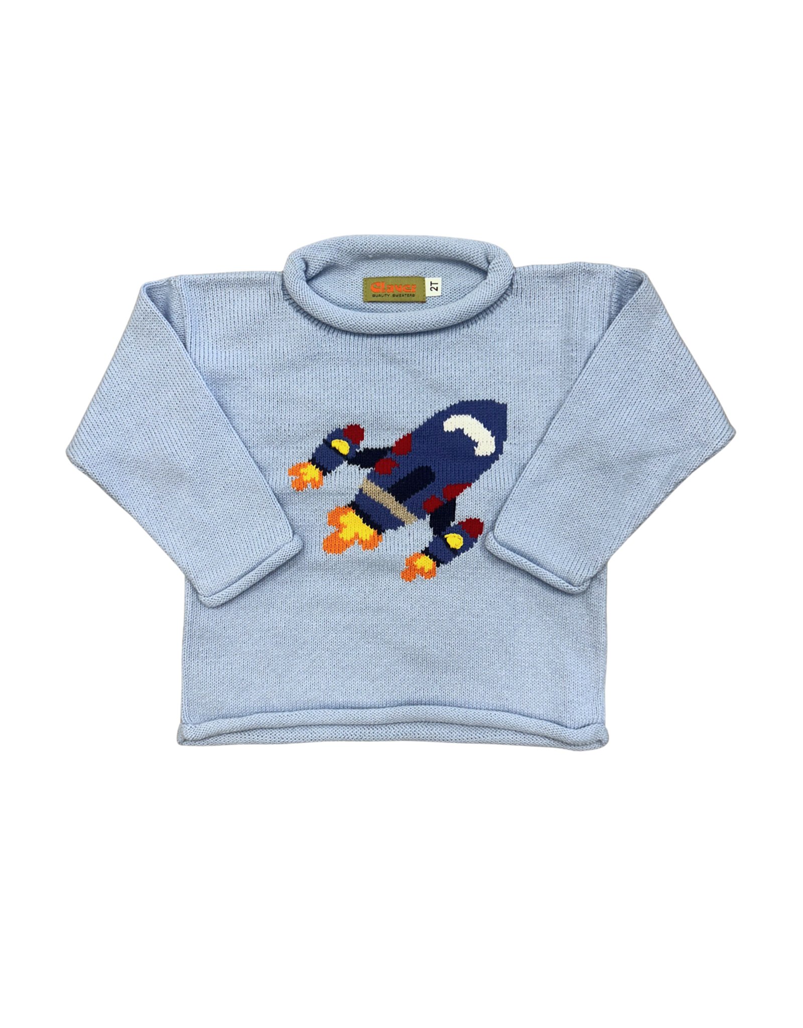 Claver Sky Blue Roll Neck Sweater, Rocket