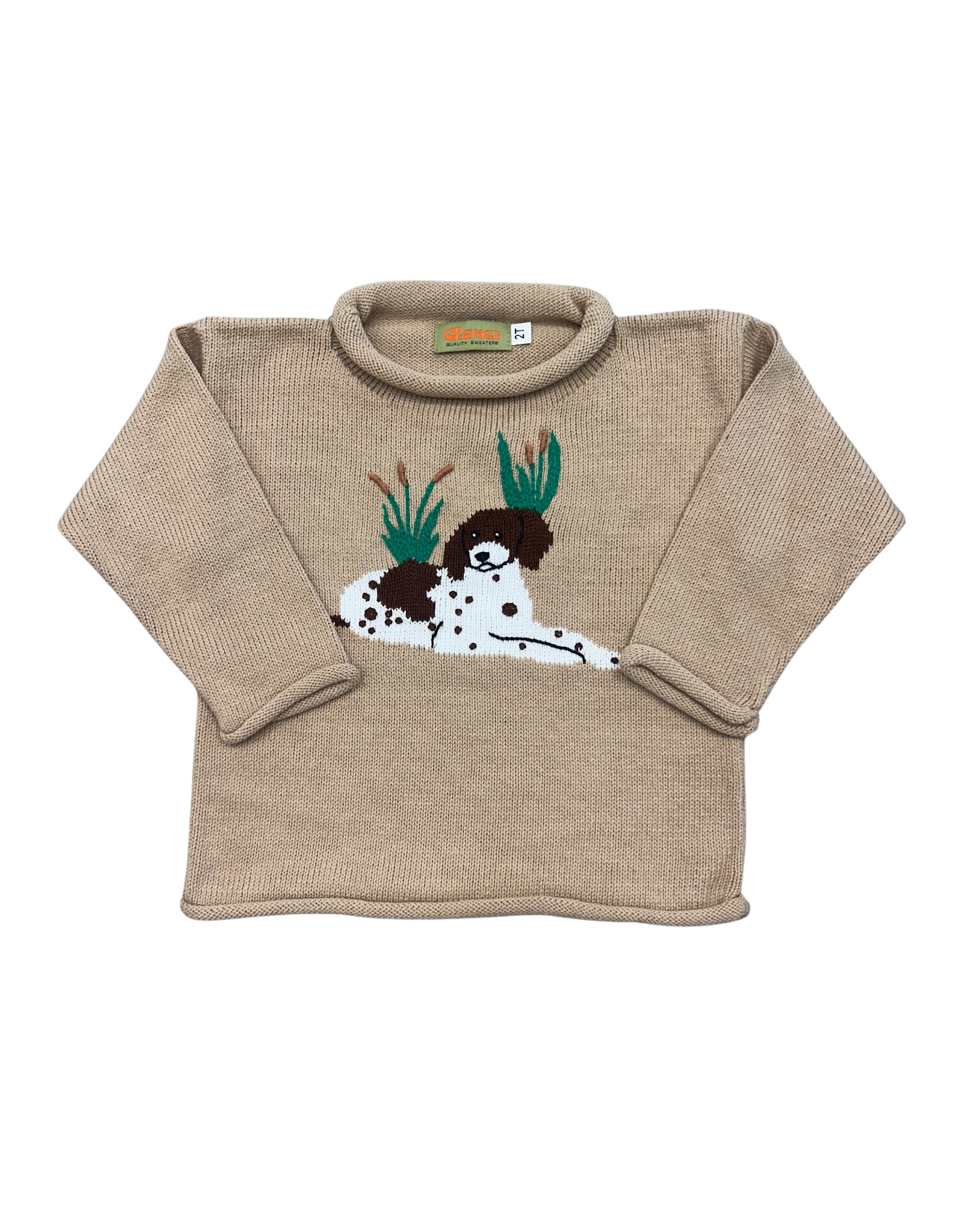 Claver Sand Roll Neck Sweater, Pointer w/ Cattails