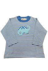 Luigi Blue and White Stripe LS Tshirt, Brontosaurus