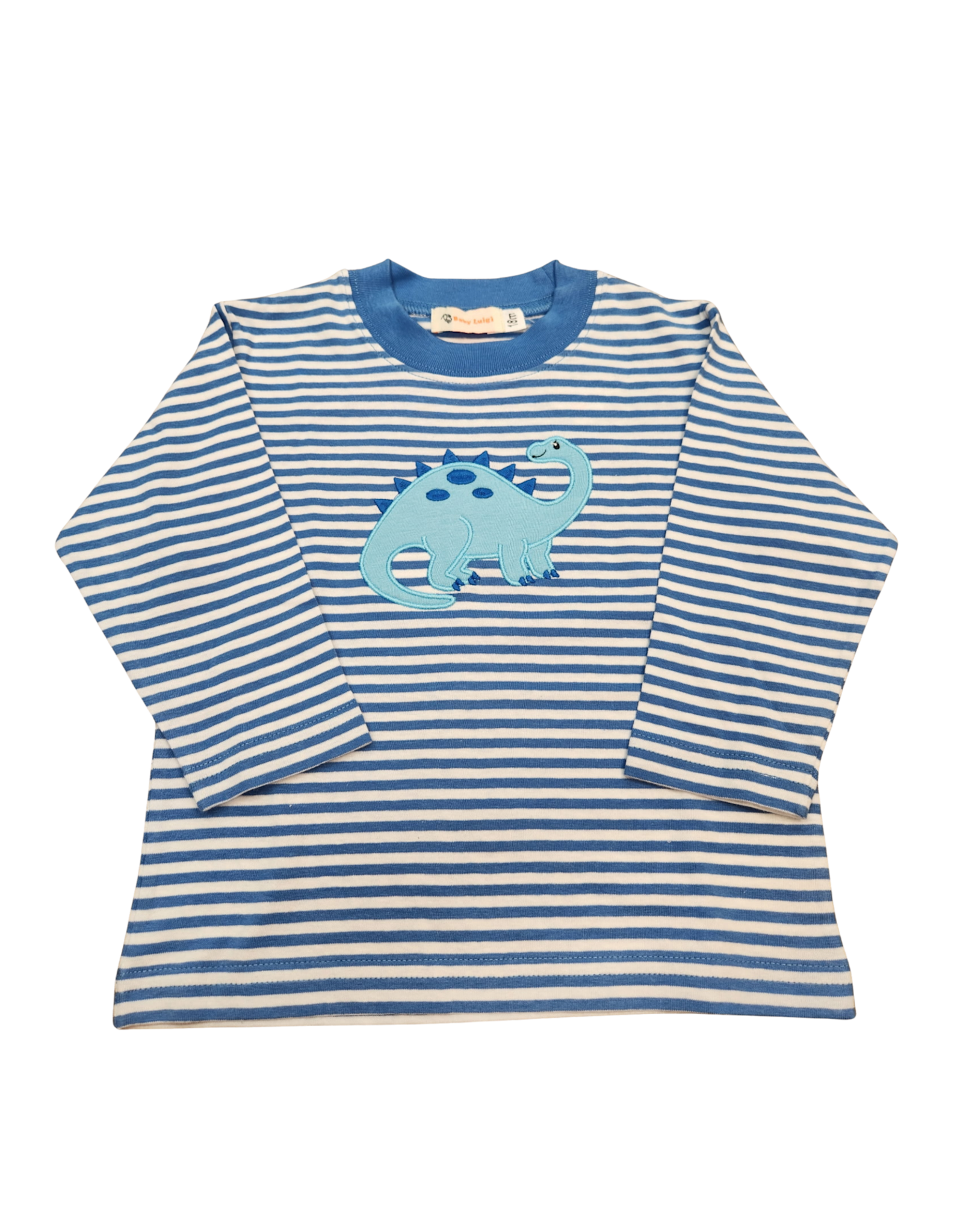 Luigi Blue and White Stripe LS Tshirt, Brontosaurus