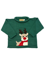 Claver Hunter Green Roll Neck Sweater, Rudolph w/ Scarf