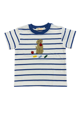 Luigi Dark Chambray Stripe Lab with School Supplies Tshirt