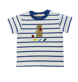 Luigi Dark Chambray Stripe Lab with School Supplies Tshirt