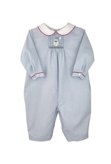 Petit Ami Blue Gingham Santa Smock Longall