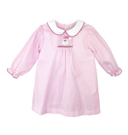 Petit Ami Pink Gingham Santa Smock Dress