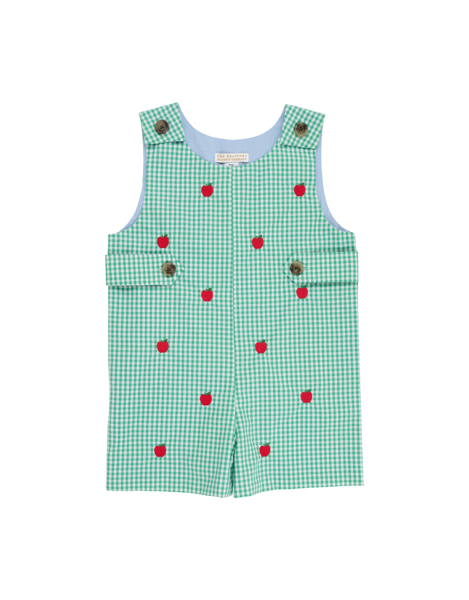 The Beaufort Bonnet Company Jack Keene Jon Jon - Green Gingham with Apples