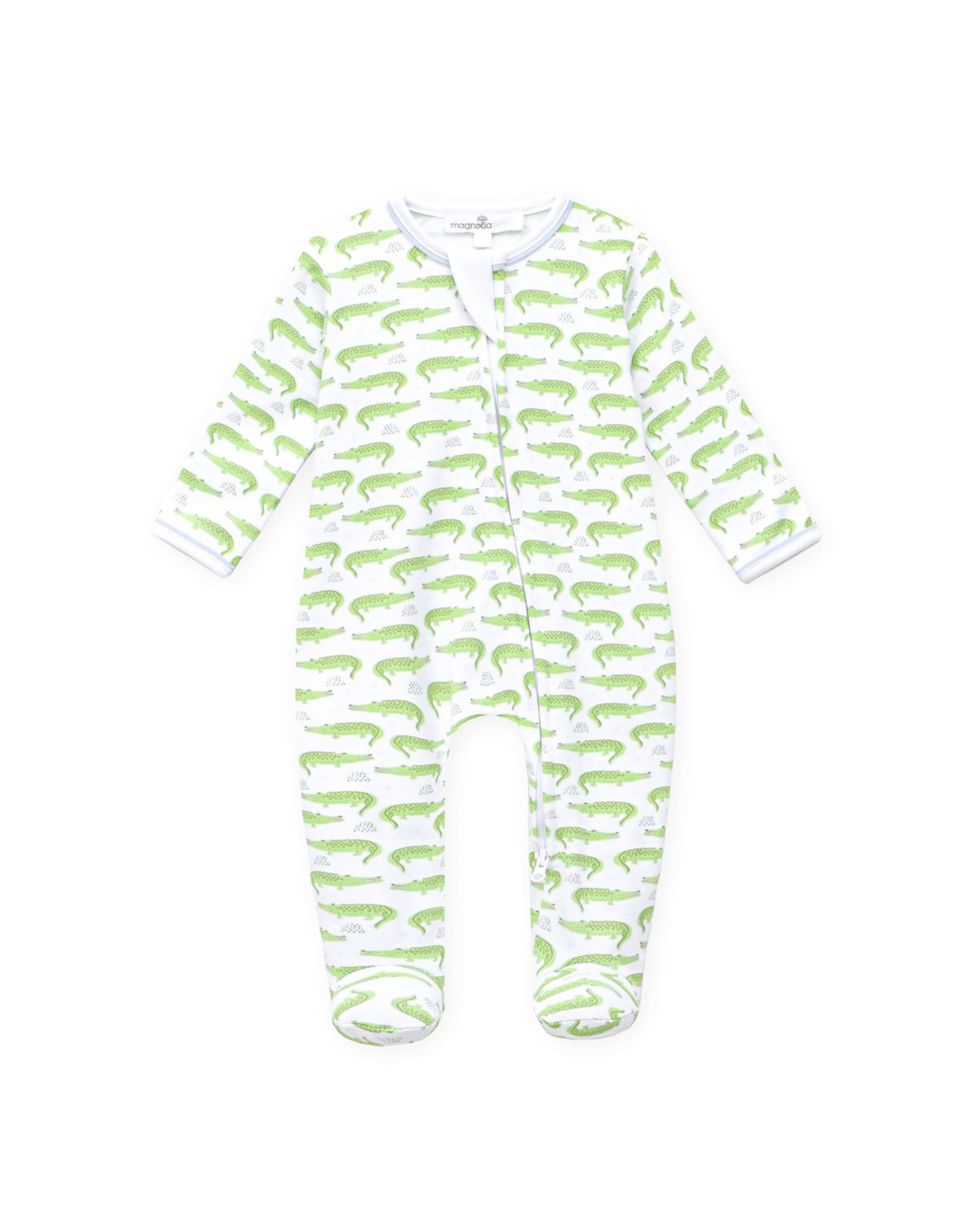 Magnolia Baby Bayou Baby Print Zip Footie, Light Blue