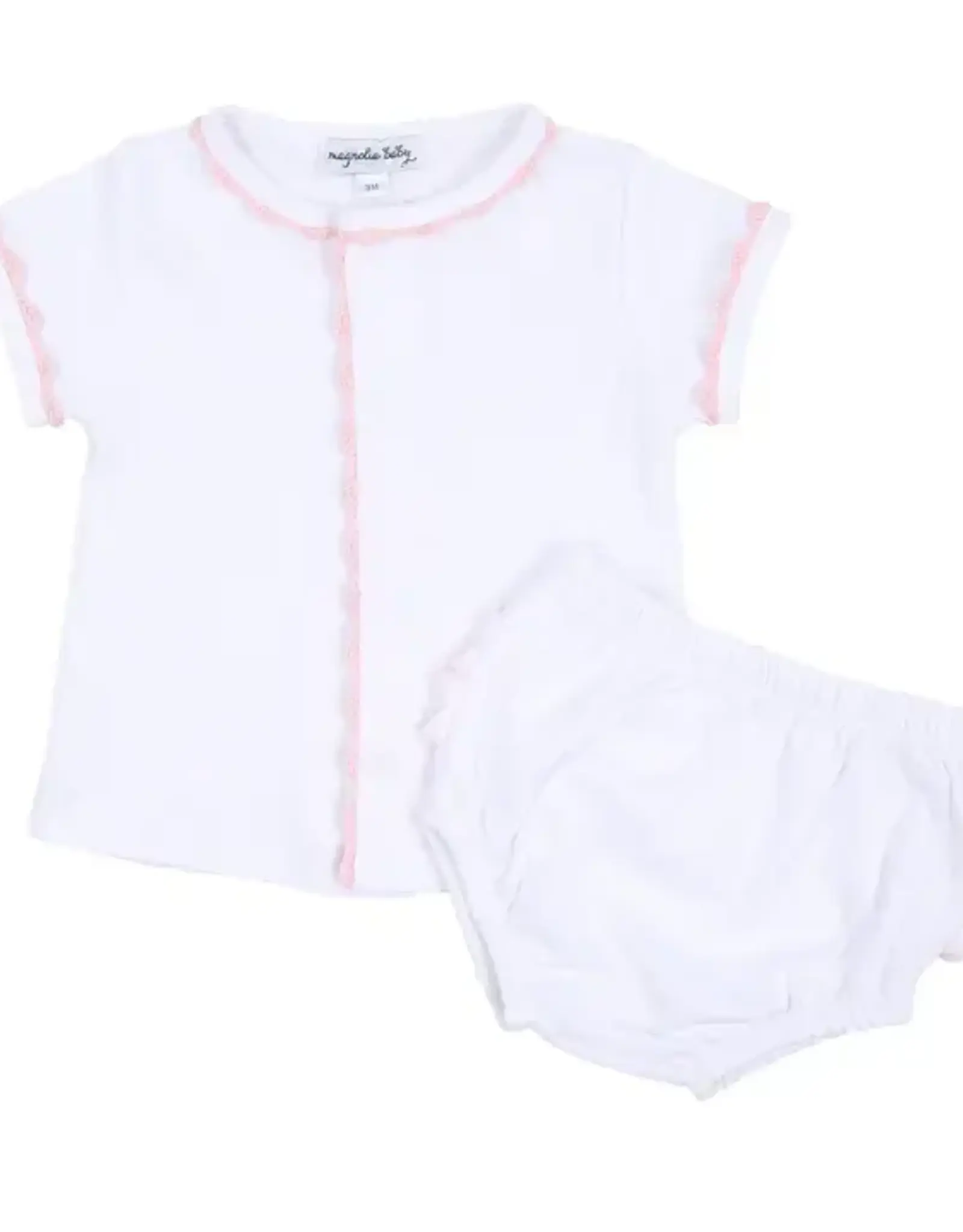 Magnolia Baby Baby Joy Pink Crochet Trim Diaper Cover Set