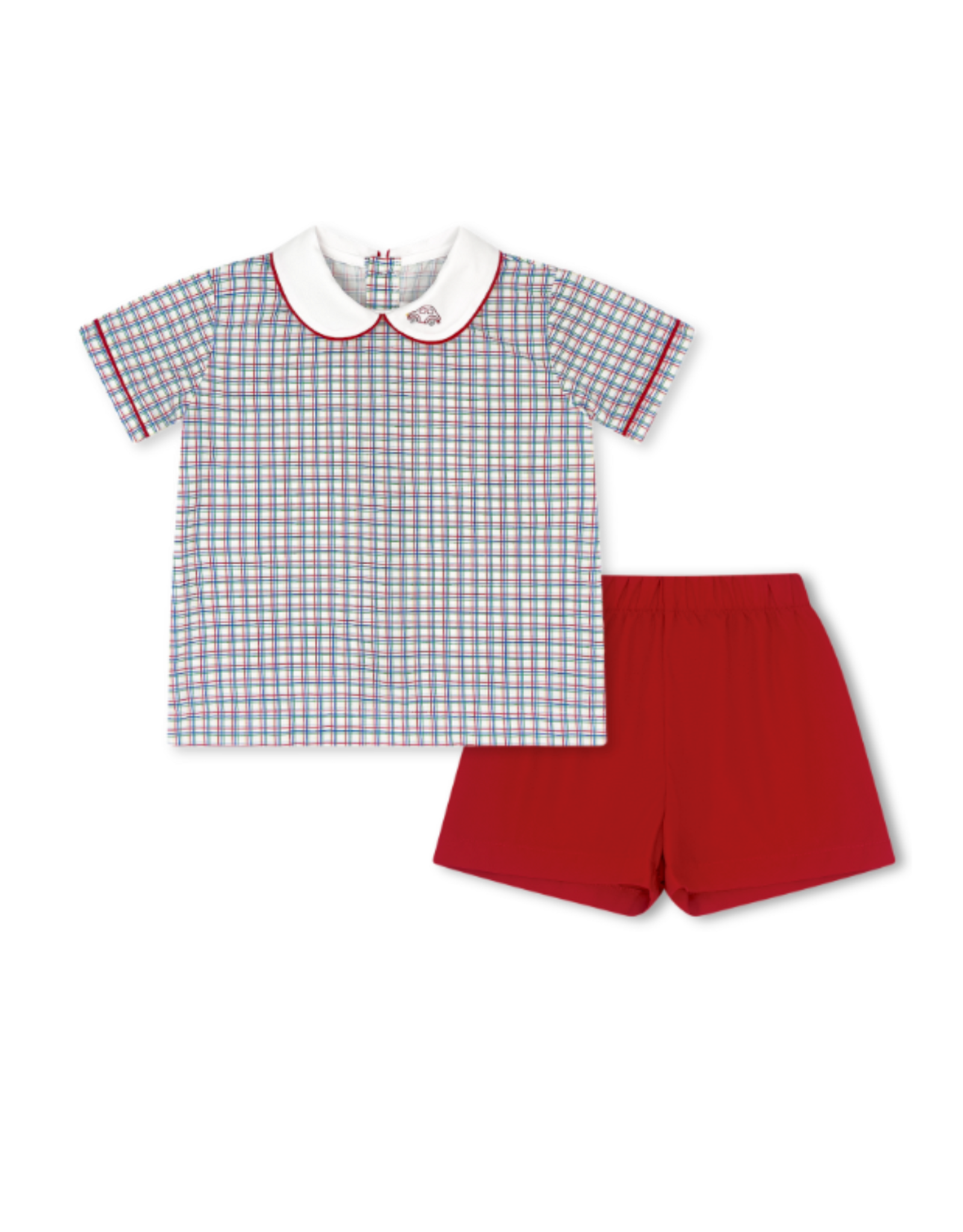 LullabySet Sibley Short Set, Primary Plaid