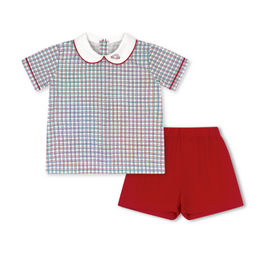 LullabySet Sibley Short Set, Primary Plaid