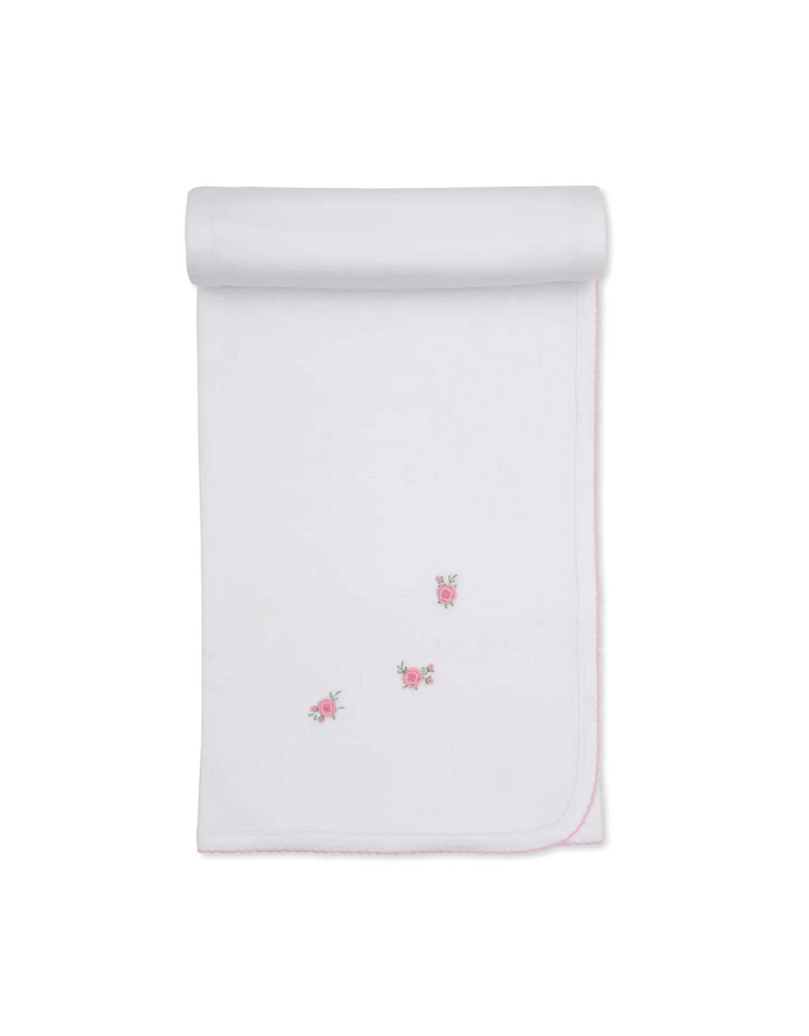 Kissy Kissy White/Pink Blanket with Hand Emb, SCE Cottage Roses