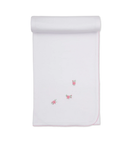 Kissy Kissy White/Pink Blanket with Hand Emb, SCE Cottage Roses