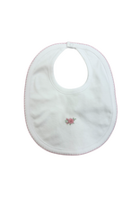 Kissy Kissy White/Pink Bib with Hand Emb, SCE Cottage Roses