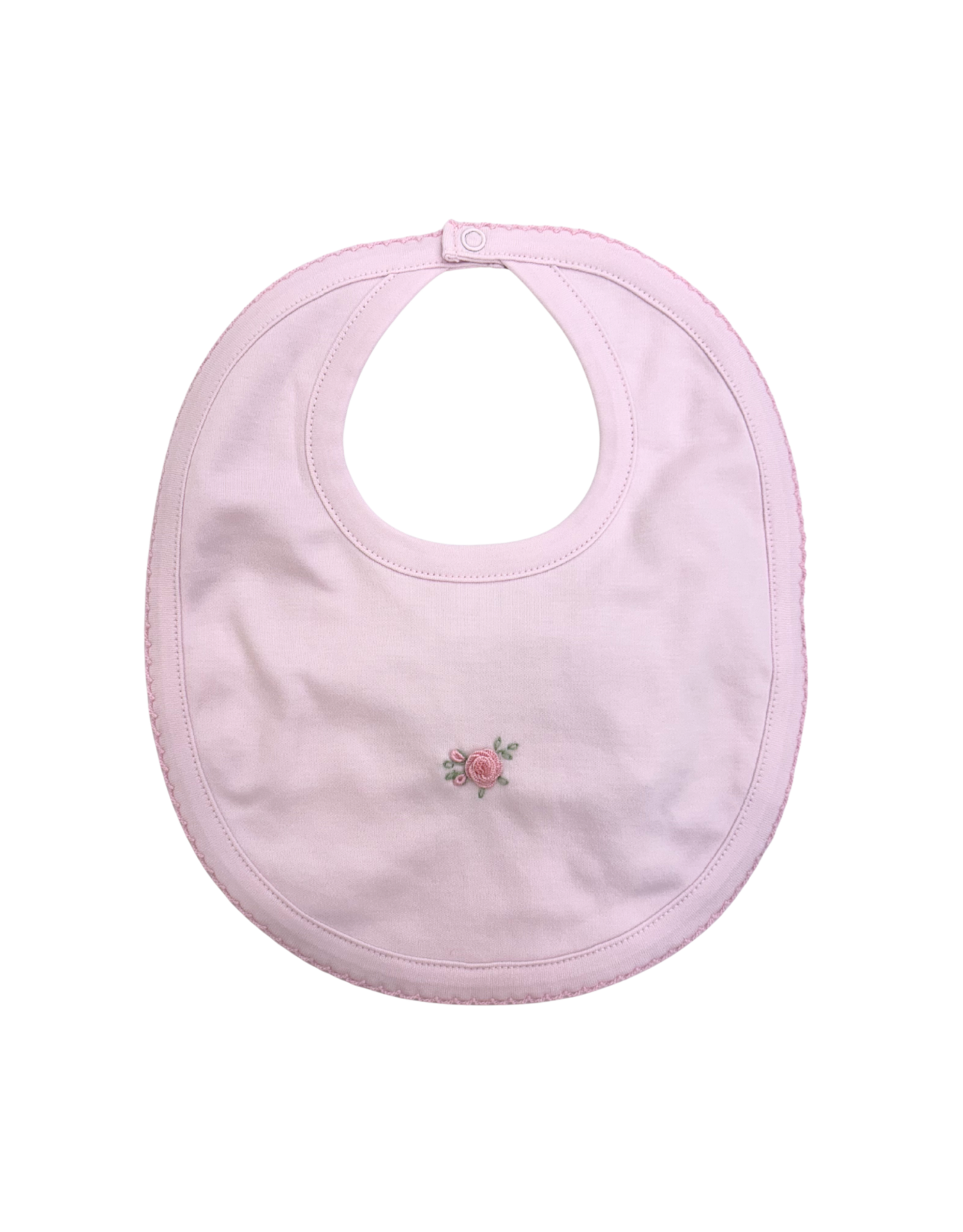 Kissy Kissy Pink Bib with Hand Emb, SCE Cottage Roses