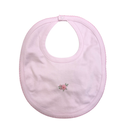 Kissy Kissy Pink Bib with Hand Emb, SCE Cottage Roses