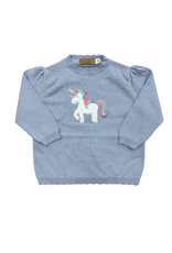 Luigi Blue Unicorn Scallop Sweater
