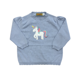 Luigi Blue Unicorn Scallop Sweater