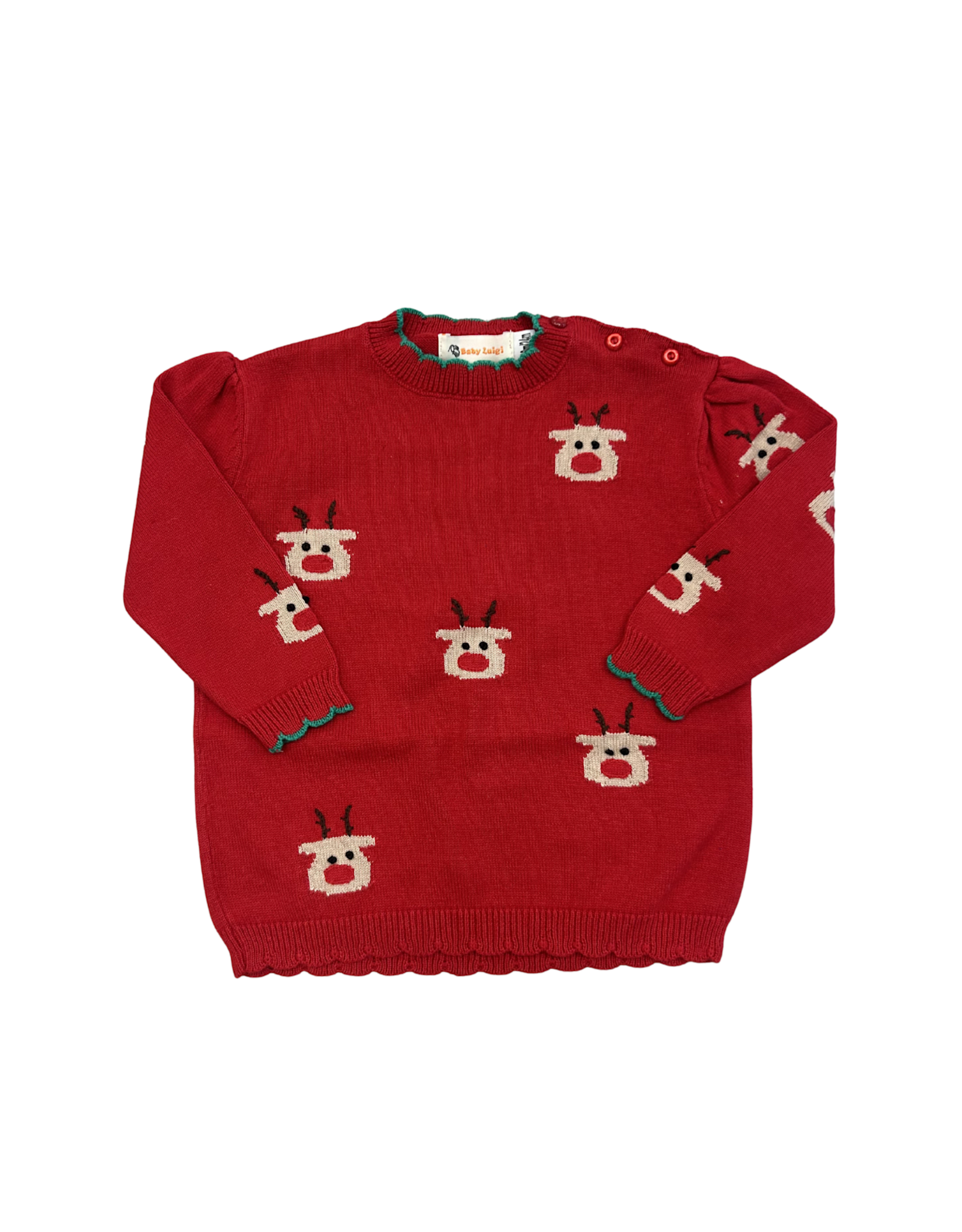 Luigi Red Rudolph Scallop Sweater