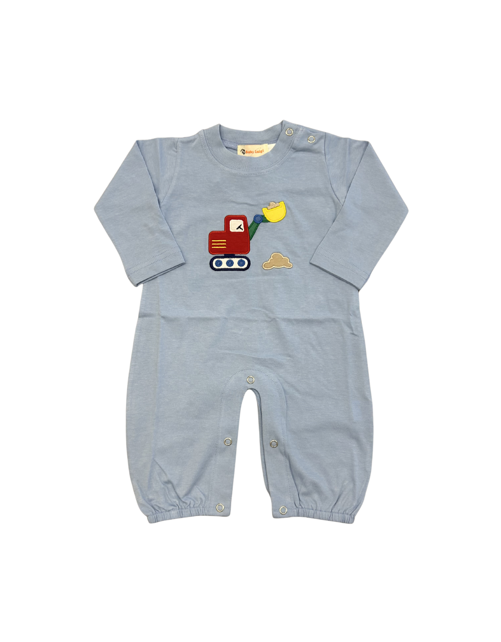 Luigi Blue Romper with Backhoe